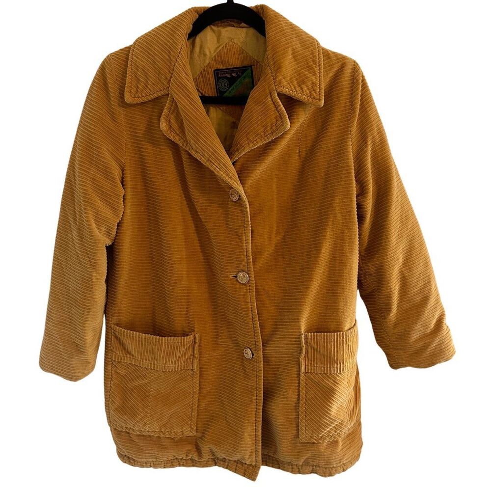 Vintage Mr Murray Mustard Yellow Wide Wale Corduroy Jacket‎ Anchor Buttons Sz 14